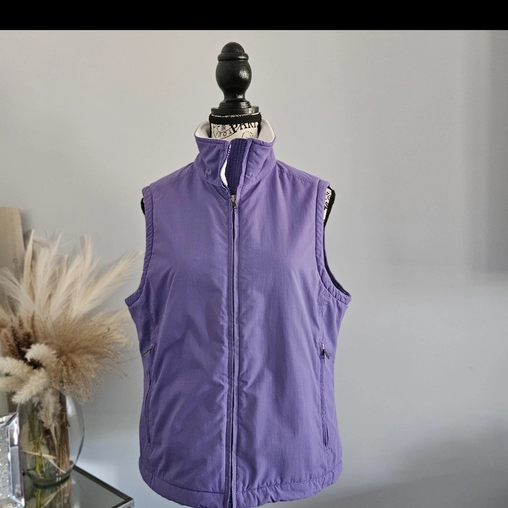 L.L.Bean vest shade of purple fleece-lined full-zip vest Women's Medium Exc Cond